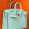H Factory Bags Birkin Matte Alligator Crocodile 6u Mint Green Gold Hardware 20cm Full Handmade