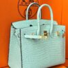 H Factory Bags Birkin Matte Alligator Crocodile 6u Mint Green Gold Hardware 20cm Full Handmade