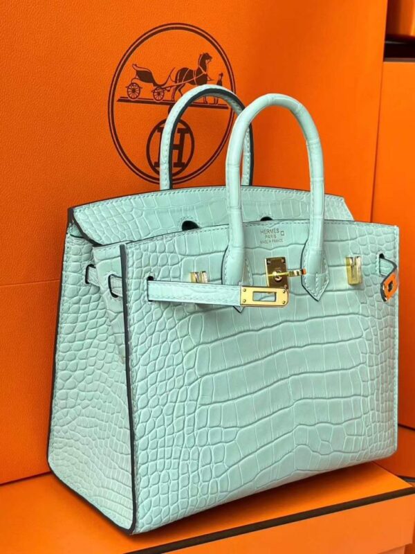 H Factory Bags Birkin Matte Alligator Crocodile 6u Mint Green Gold Hardware 20cm Full Handmade
