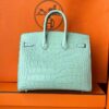 H Factory Bags Birkin Matte Alligator Crocodile 6u Mint Green Gold Hardware 20cm Full Handmade