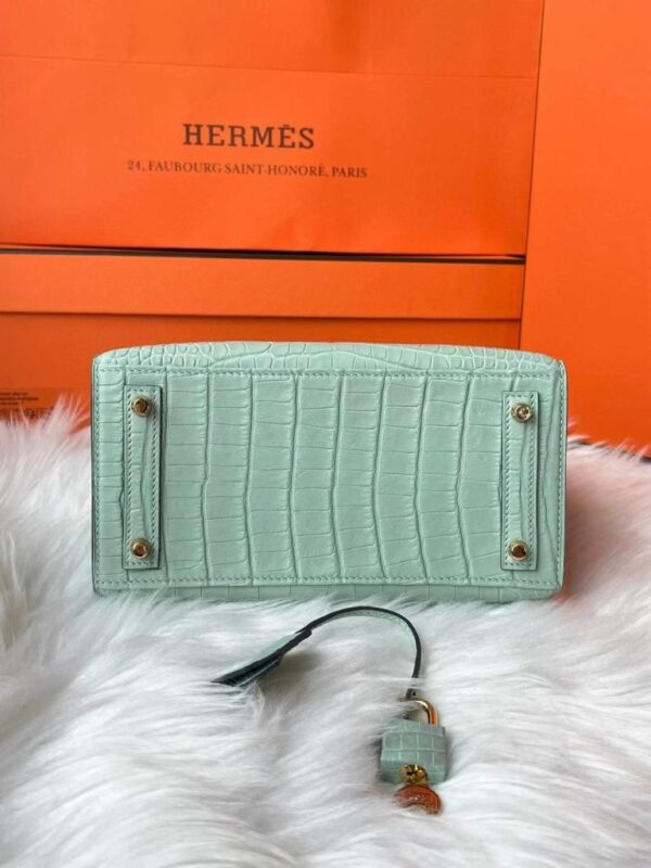 H Factory Bags Birkin Matte Alligator Crocodile 6u Mint Green Gold Hardware 20cm Full Handmade
