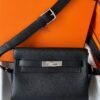 H Factory Bags Kelly Messenger Togo Leather CK89 Black Silver Hardware 25cm Full Handmade