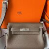 H Factory Bags Kelly Messenger Togo Leather CK18 Etoupe Grey Silver Hardware 25cm Full Handmade