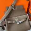 H Factory Bags Kelly Messenger Togo Leather CK18 Etoupe Grey Silver Hardware 25cm Full Handmade