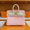 H Factory Bags Birkin Chever Leather Cream Pink & White Gold Hardware 25cm Full Handmade