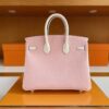 H Factory Bags Birkin Chever Leather Cream Pink & White Gold Hardware 25cm Full Handmade