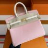 H Factory Bags Birkin Chever Leather Cream Pink & White Gold Hardware 25cm Full Handmade