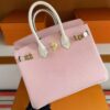 H Factory Bags Birkin Chever Leather Cream Pink & White Gold Hardware 25cm Full Handmade