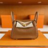 H Factory Bags Mini Lindy Togo Leather CK37 Golden Brown Gold Hardware 20cm Full Handmade