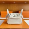 H Factory Bags Mini Lindy Togo Leather Cream White Silver Hardware 20cm Full Handmade
