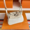 H Factory Bags Mini Lindy Togo Leather Cream White Silver Hardware 20cm Full Handmade