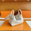 H Factory Bags Mini Lindy Togo Leather Cream White Silver Hardware 20cm Full Handmade