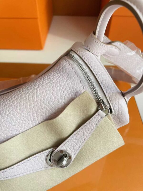 H Factory Bags Mini Lindy Togo Leather Light Pink Silver Hardware 20cm Full Handmade