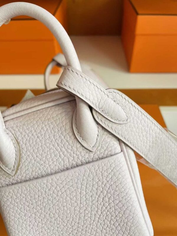 H Factory Bags Mini Lindy Togo Leather Light Pink Silver Hardware 20cm Full Handmade