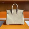H Factory Bags Birkin Ostrich Leather Yellowish White Gold Hardware 25cm Full Handmade