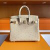H Factory Bags Birkin Ostrich Leather Yellowish White Gold Hardware 25cm Full Handmade