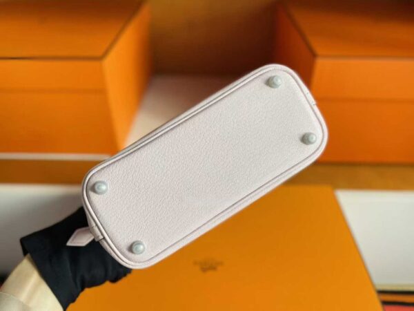 H Factory Bags Mini Bolide Chever Leather Pinkish White Silver Hardware 18cm Full Handmade