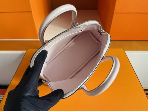H Factory Bags Mini Bolide Chever Leather Pinkish White Silver Hardware 18cm Full Handmade