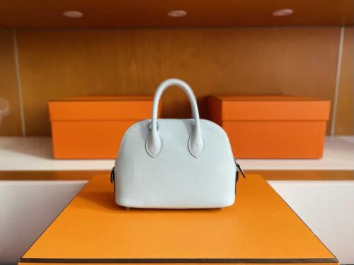 H Factory Bags Mini Bolide Swift Leather Light Green Silver Hardware 18cm Full Handmade