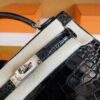 mmexport1744963872473-768x1024-1 H Factory Bags Mini Kelly Shiny Alligator Crocodile Black Silver Hardware 19cm Full Handmade