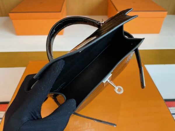 mmexport1744963875487-1024x768-1 H Factory Bags Mini Kelly Shiny Alligator Crocodile Black Silver Hardware 19cm Full Handmade