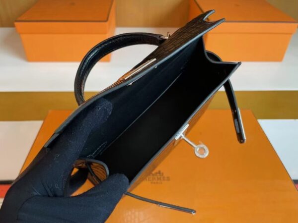 mmexport1744963899685-1024x768-1 H Factory Bags Mini Kelly Matte Alligator Crocodile Black Silver Hardware 19cm Full Handmade