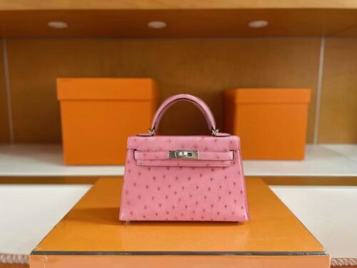 mmexport1744963949600-1024x779-1 H Factory Bags Mini Kelly Ostrich Leather 3Q Pink Silver Hardware 19cm Full Handmade