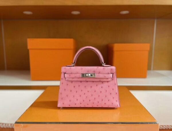 mmexport1744963949600-1024x779-1 H Factory Bags Mini Kelly Ostrich Leather 3Q Pink Silver Hardware 19cm Full Handmade