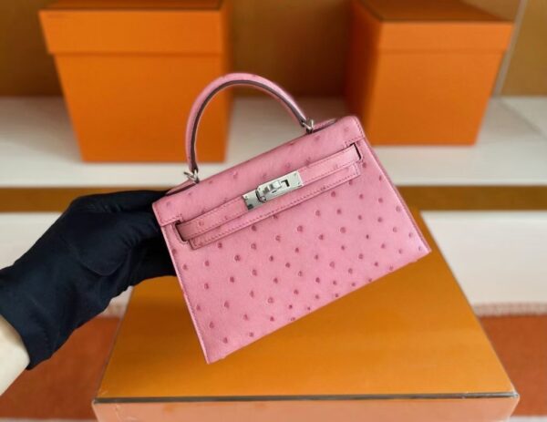 mmexport1744963953514-1024x790-1 H Factory Bags Mini Kelly Ostrich Leather 3Q Pink Silver Hardware 19cm Full Handmade