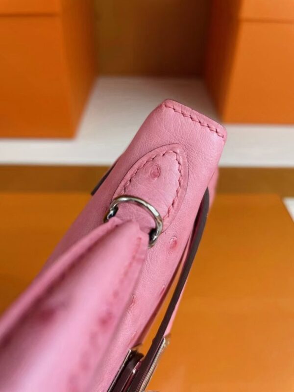 mmexport1744963956437-768x1024-1 H Factory Bags Mini Kelly Ostrich Leather 3Q Pink Silver Hardware 19cm Full Handmade