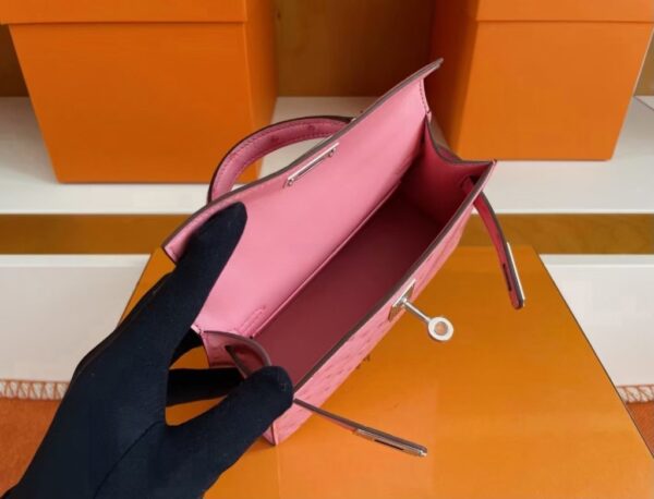 mmexport1744963960829-1024x782-1 H Factory Bags Mini Kelly Ostrich Leather 3Q Pink Silver Hardware 19cm Full Handmade