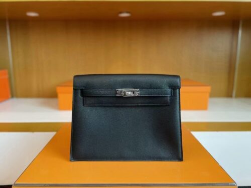 H Factory Bags Kelly Danse Swift Leather Black Silver Hardware 22cm Full Handmade