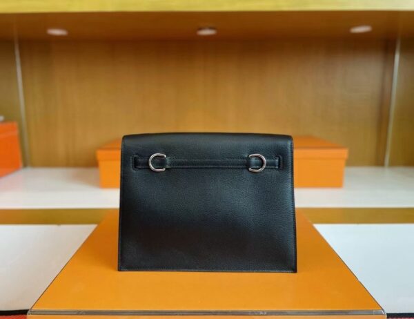 H Factory Bags Kelly Danse Swift Leather Black Silver Hardware 22cm Full Handmade