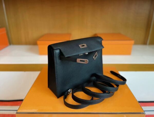H Factory Bags Kelly Danse Swift Leather Black Silver Hardware 22cm Full Handmade