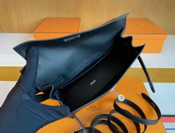 H Factory Bags Kelly Danse Swift Leather Black Silver Hardware 22cm Full Handmade