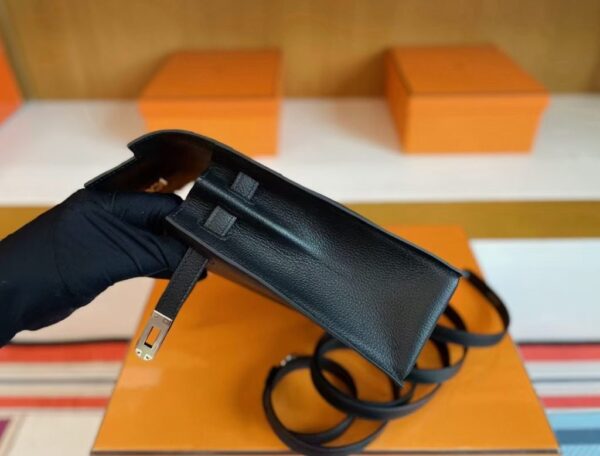 H Factory Bags Kelly Danse Swift Leather Black Silver Hardware 22cm Full Handmade