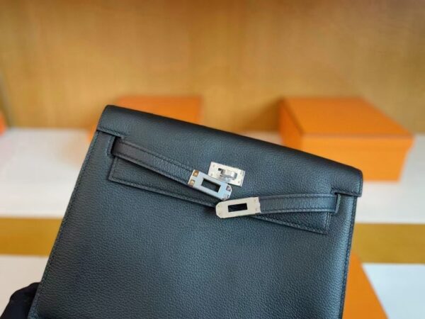 H Factory Bags Kelly Danse Swift Leather Black Silver Hardware 22cm Full Handmade
