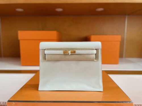 H Factory Bags Kelly Danse Swift Leather Cream White Gold Hardware 22cm Full Handmade