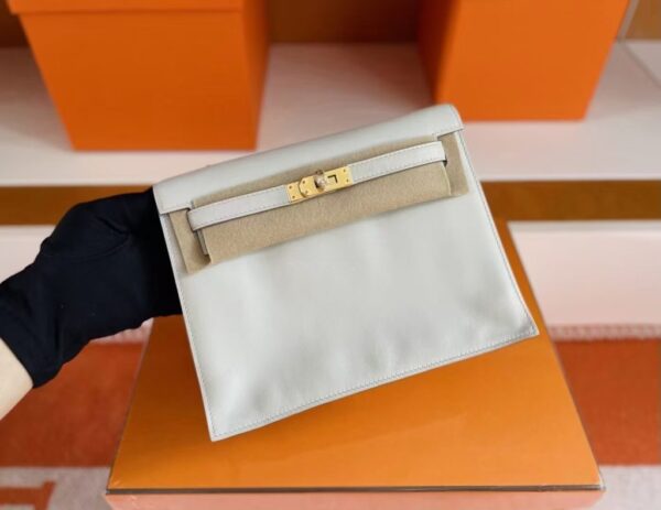 H Factory Bags Kelly Danse Swift Leather Cream White Gold Hardware 22cm Full Handmade
