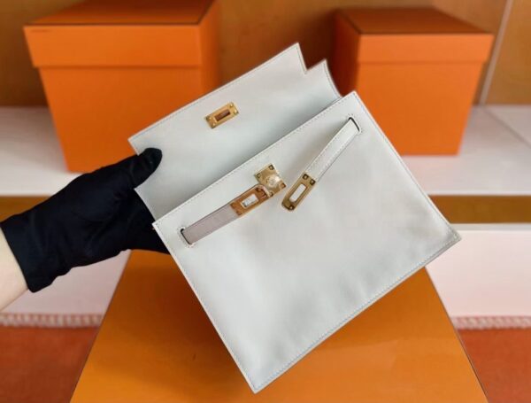 H Factory Bags Kelly Danse Swift Leather Cream White Gold Hardware 22cm Full Handmade