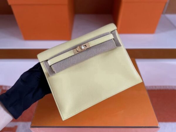 H Factory Bags Kelly Danse Swift Light Yellow Light Gold Hardware 22cm Full Handmade