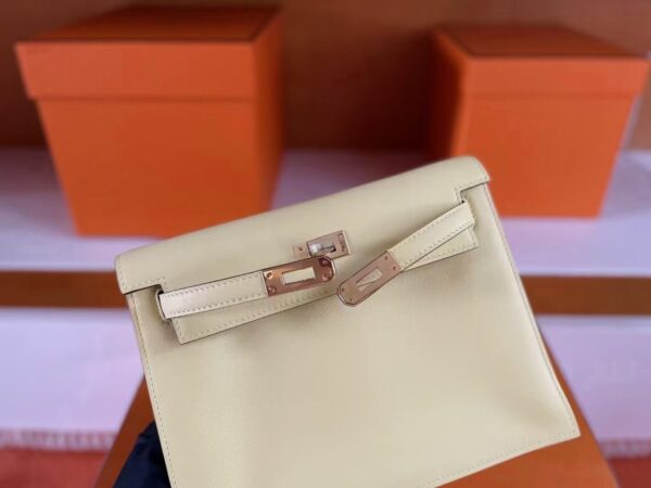H Factory Bags Kelly Danse Swift Light Yellow Light Gold Hardware 22cm Full Handmade