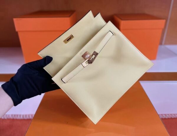 H Factory Bags Kelly Danse Swift Light Yellow Light Gold Hardware 22cm Full Handmade