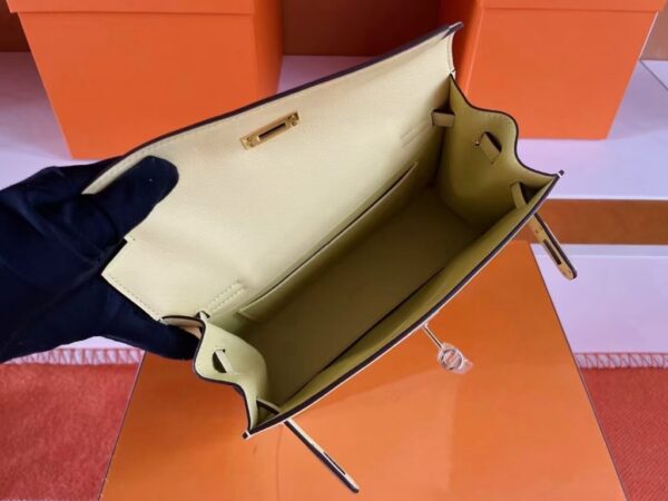 H Factory Bags Kelly Danse Swift Light Yellow Light Gold Hardware 22cm Full Handmade