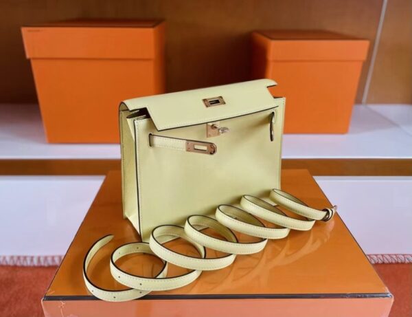 H Factory Bags Kelly Danse Swift Light Yellow Light Gold Hardware 22cm Full Handmade