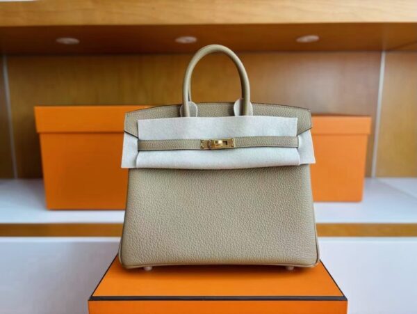 H Factory Bags Birkin Togo Leather Tea Khaki Gold Hardware 25cm Full Handmade