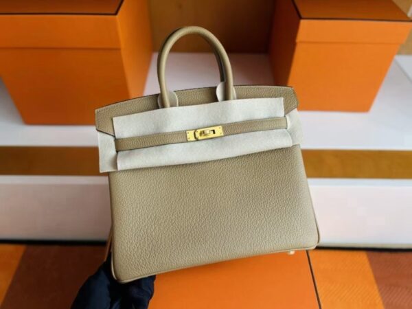 H Factory Bags Birkin Togo Leather Tea Khaki Gold Hardware 25cm Full Handmade