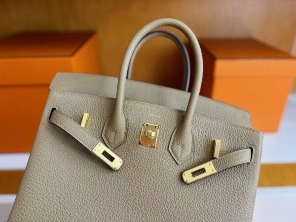 H Factory Bags Birkin Togo Leather Tea Khaki Gold Hardware 25cm Full Handmade