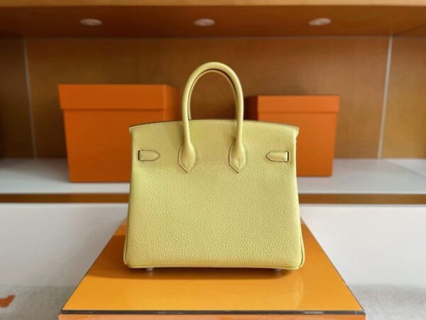 H Factory Bags Birkin Togo Leather Light Yellow Silver Hardware 25cm Full Handmade