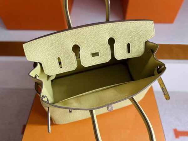 H Factory Bags Birkin Togo Leather Light Yellow Silver Hardware 25cm Full Handmade